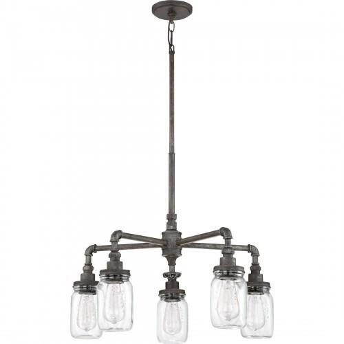Quoizel SQR5005RK Squire 5 light chandelier rustic blk Chandelier