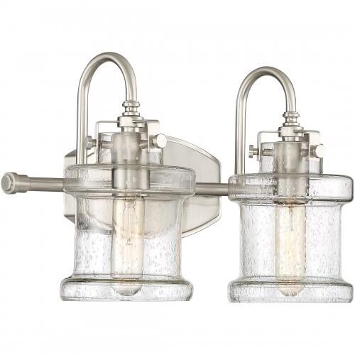 Quoizel DNY8602BN Danbury Vanity Bath Lighting, 2-Light, 200 Watts, Brushed Nickel (10" H x 16" W)