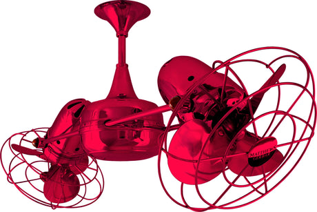 Matthews Fan DD-RED-MTL Duplo Dinamico 360” rotational dual head ceiling fan in Rubi (Red) finish with metal blades.
