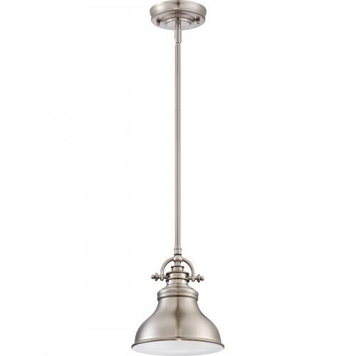 Quoizel ER1508BN Emery Vintage Mini Pendant Lighting, 1-Light, 100 Watts, Brushed Nickel (9" H x 8" W)