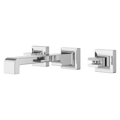 Polished Chrome 2-handle 8" Widespread Wall Mount Bathroom Faucet W... LG49-VRV3C