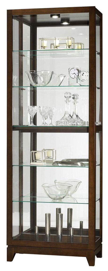 Howard Miller Luke Curio Cabinet 680-588 - Espresso Finish, Vertical Home Decor, Five Glass Shelves, Six Level Display Case, No Reach Halogen Light, Locking Door
