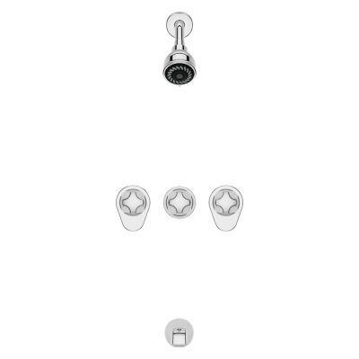 Polished Chrome Pfister 3-handle Tub & Shower Faucet With Metal VER... LG01-3410
