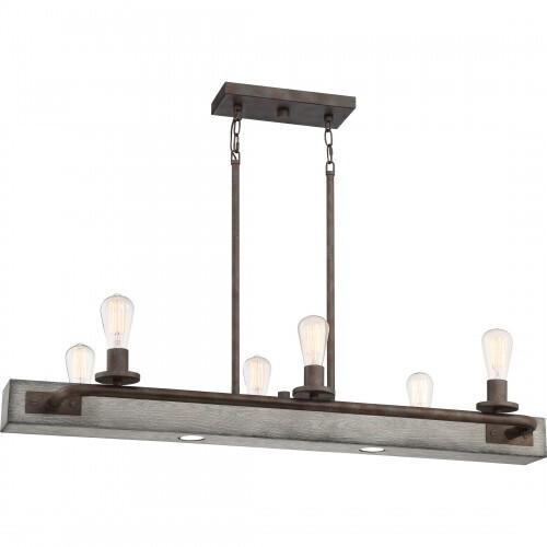 Quoizel MVL642IN Melville Linear chandelier 6 light iron gate Island Light