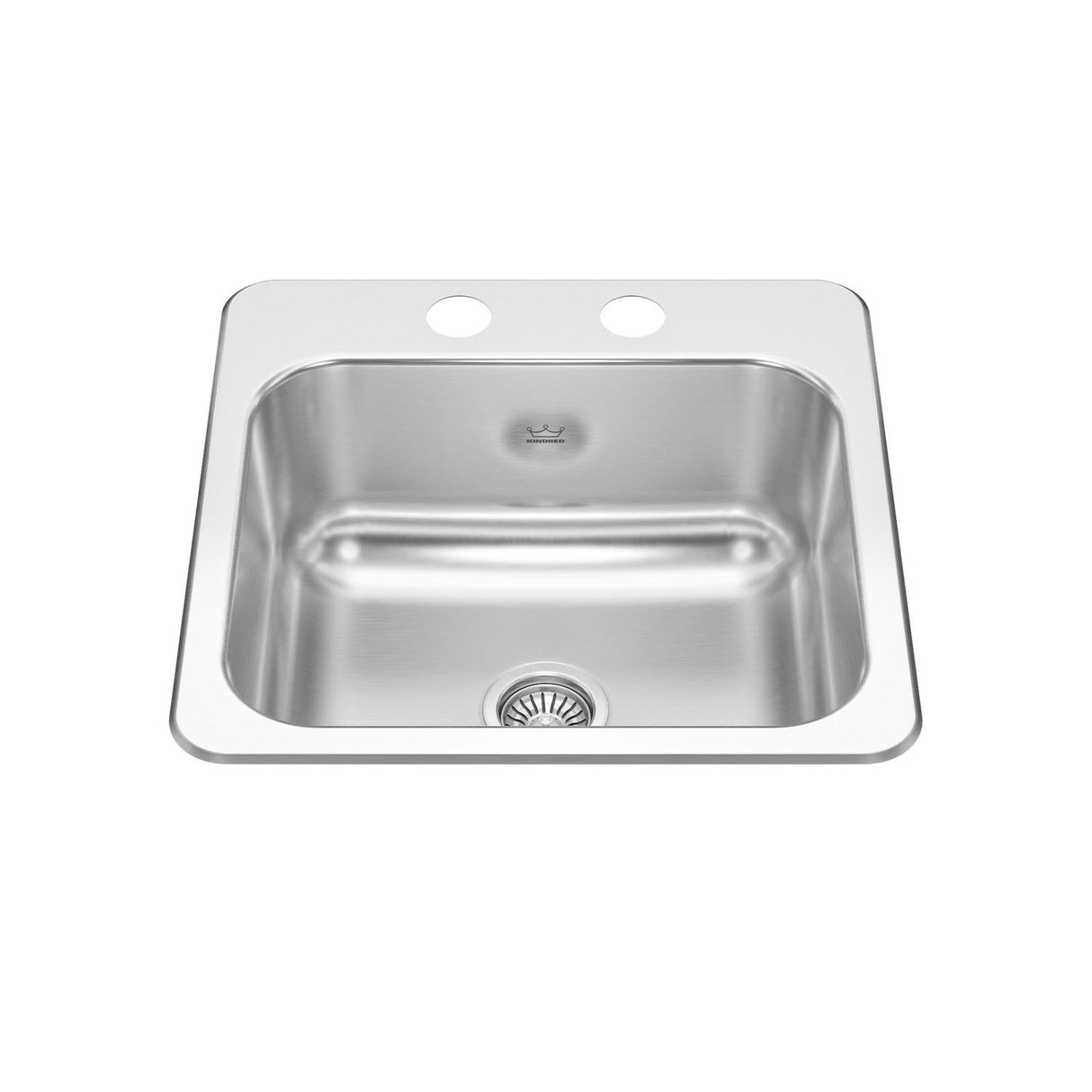 KINDRED CSLA1515-6-2CBN Creemore 15-in LR x 15-in FB x 6-in DP Drop In Single Bowl 2-Hole Stainless Steel Hospitality Sink In Commercial Satin Finish