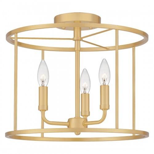 Quoizel ABR1714AB Abner Semi flush 3 light aged brass Semi-Flush Mount