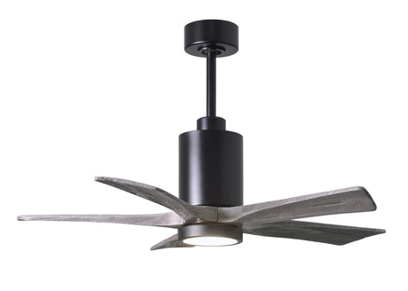 Matthews Fan PA5-BK-BW-42 Patricia-5 five-blade ceiling fan in Matte Black finish with 42” solid barn wood tone blades and dimmable LED light kit 