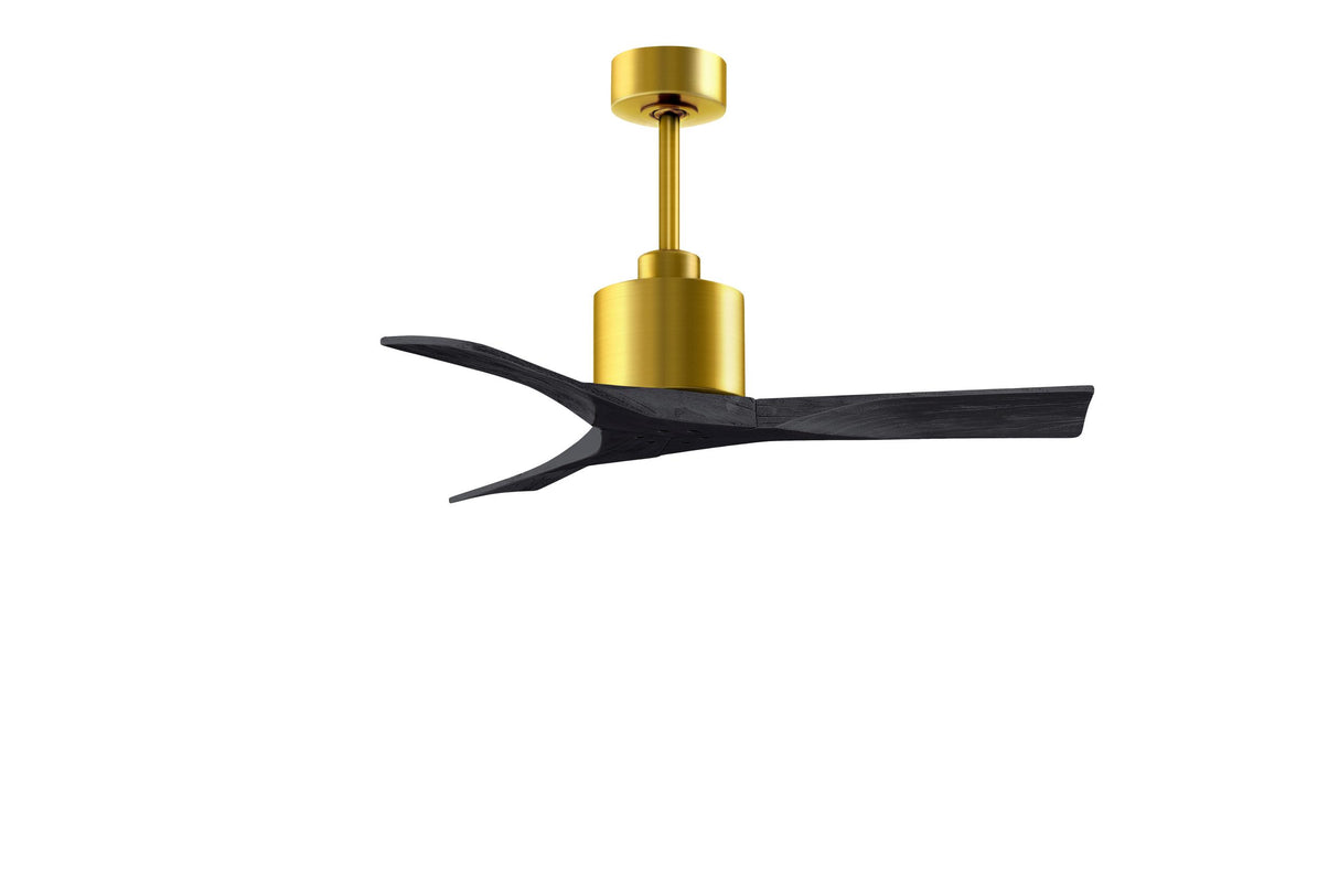 Matthews Fan NK-BRBR-BK-42 Nan 6-speed ceiling fan in Brushed Brass finish with 42” solid matte black wood blades