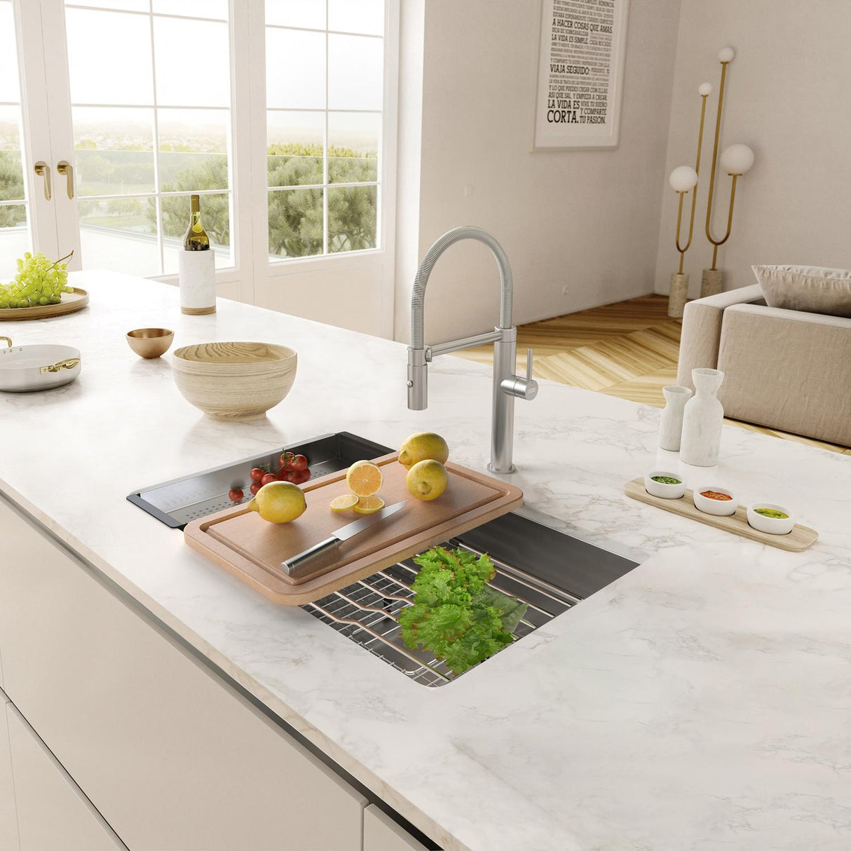 FRANKE PTX110-31-WKC Pescara 32.5-in. x 18.5-in. 18 Gauge Stainless Steel Undermount Single Bowl Kitchen Sink - PTX110-31 In Pearl