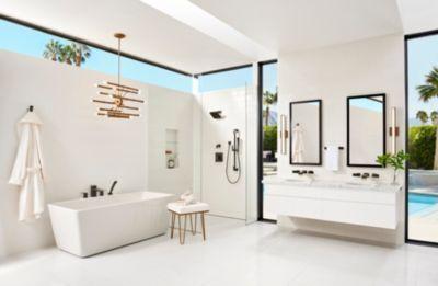 Pfister Black Kenzo Wall Mount Widespread Bath Faucet LG49-DF3B