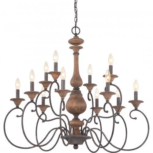 Quoizel ABN5012RK Auburn Chandelier 12-light rustic black Chandelier