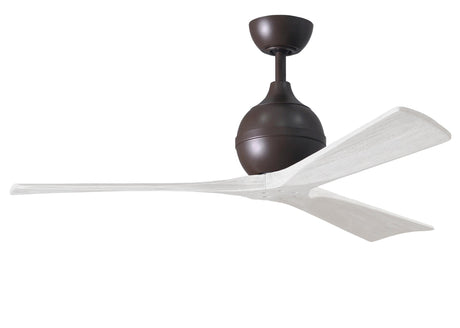 Matthews Fan IR3-TB-MWH-52 Irene-3 three-blade paddle fan in Textured Bronze finish with 52" solid matte white wood blades.