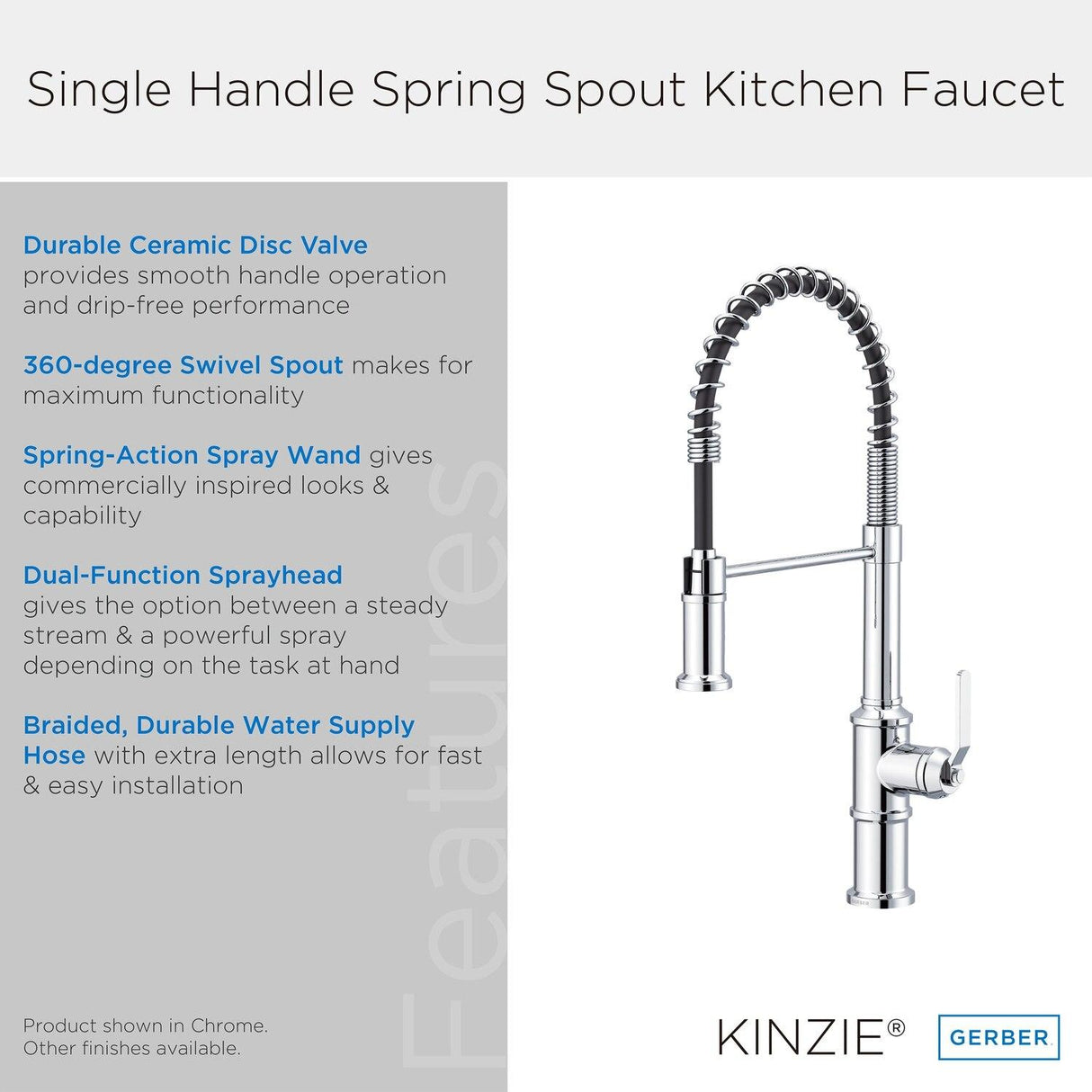 Gerber D455237BB Brushed Bronze Kinzie Pre-rinse Single Handle Spring Spout KITCH...