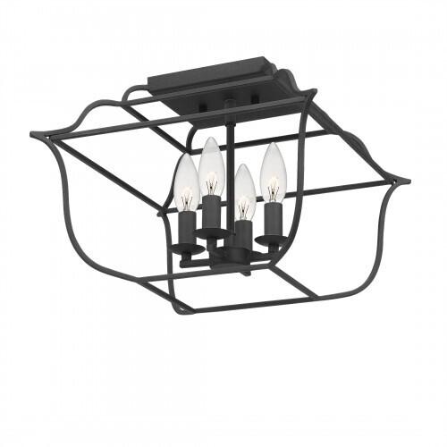 Quoizel GLY1714BA Gallery Semi flush mount 4 light royal ebony Semi-Flush Mount