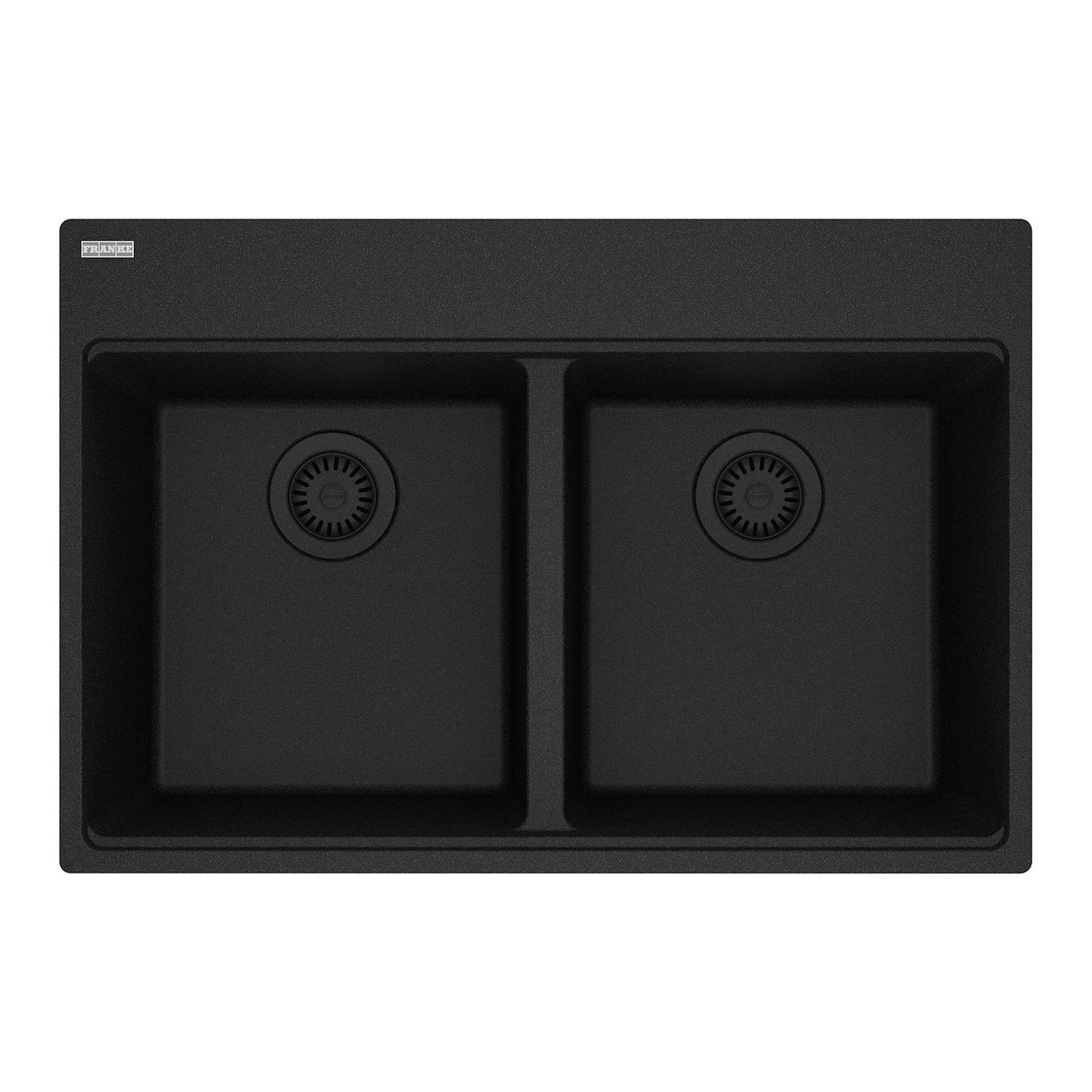 FRANKE MAG6201414-ONY Maris Topmount 31-in x 20.88-in Granite Double Bowl Kitchen Sink in Onyx In Onyx