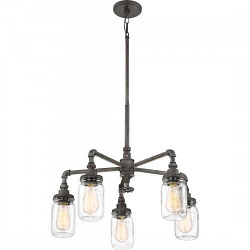 Quoizel SQR5005RK Squire 5 light chandelier rustic blk Chandelier