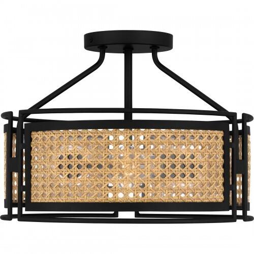 Quoizel PYA1714MBK Priya Semi flush 3 lights matte black. Semi-Flush Mount
