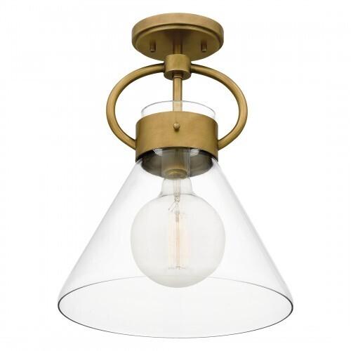 Quoizel WBS1712WS Webster Semi flush 1 light weathered brass Semi-Flush Mount