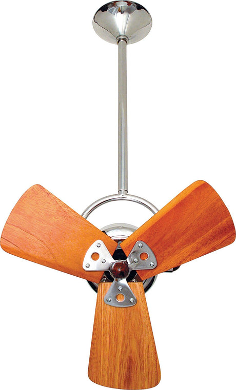 Matthews Fan BD-CR-WD-DAMP Bianca Direcional ceiling fan in Polished Chrome finish with solid sustainable mahogany wood blades for damp locations.