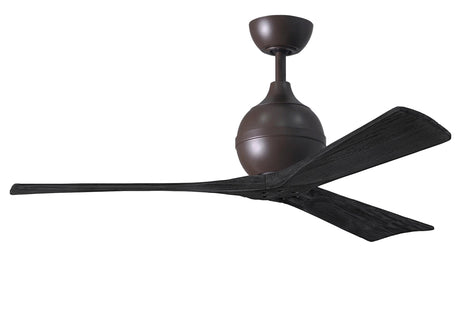 Matthews Fan IR3-TB-BK-52 Irene-3 three-blade paddle fan in Textured Bronze finish with 52" solid matte black wood blades.