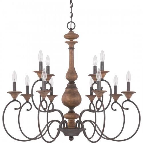 Quoizel ABN5012RK Auburn Chandelier 12-light rustic black Chandelier