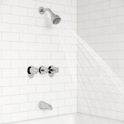 Polished Chrome Pfister 3-handle Tub & Shower Faucet With Metal VER... LG01-3410