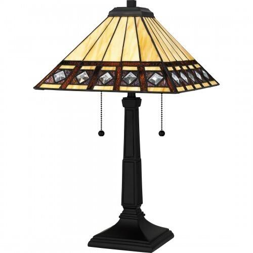 Quoizel TF16139MBK Tiffany Table lamp tiffany 2 lights matte black Table Lamp