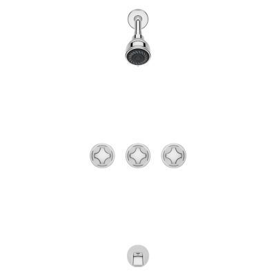 Polished Chrome Pfister 3-handle Tub & Shower Faucet With Metal KNO... LG01-3110