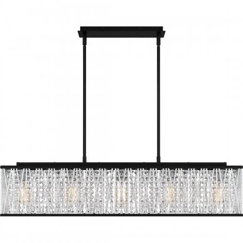 Quoizel PCCET538MBK Celeste Linear chandelier 5 lights matte black. Island Light