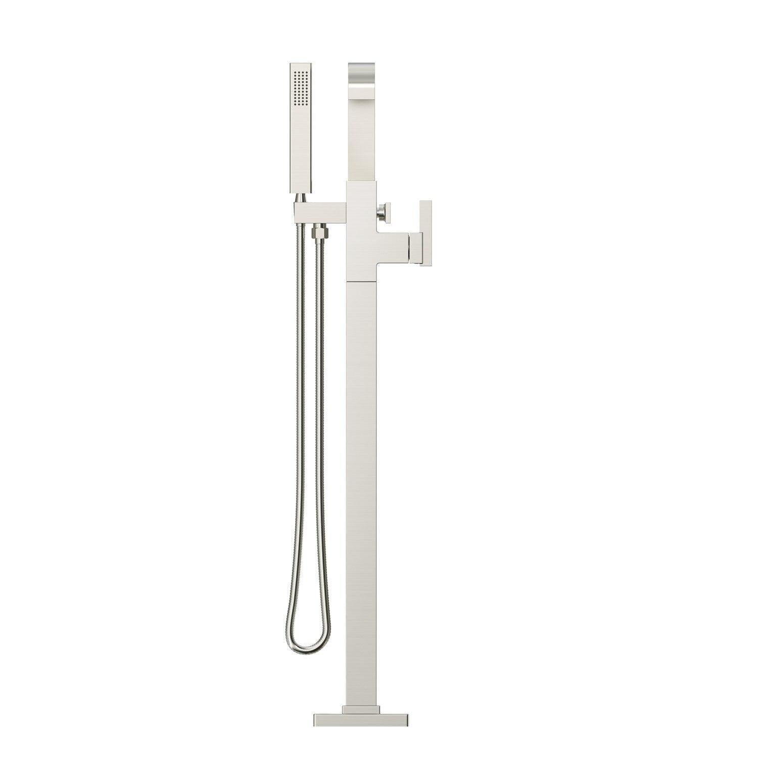 Gerber D300544BNT Brushed Nickel Square Floor Mount Tub Filler Trim Kit With Handshower