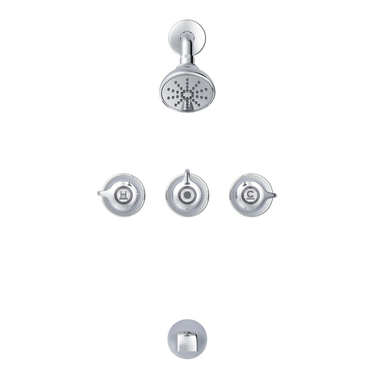 Gerber G0048030 Chrome Classics Three Handle Threaded Escutcheon Tub & SHOWE...