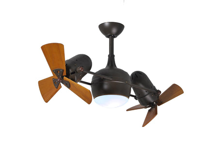 Matthews Fan DGLK-TB-WD Dagny 360° double-headed rotational ceiling fan with light kit in Textured Bronze finish with solid mahogany tone wood blades.