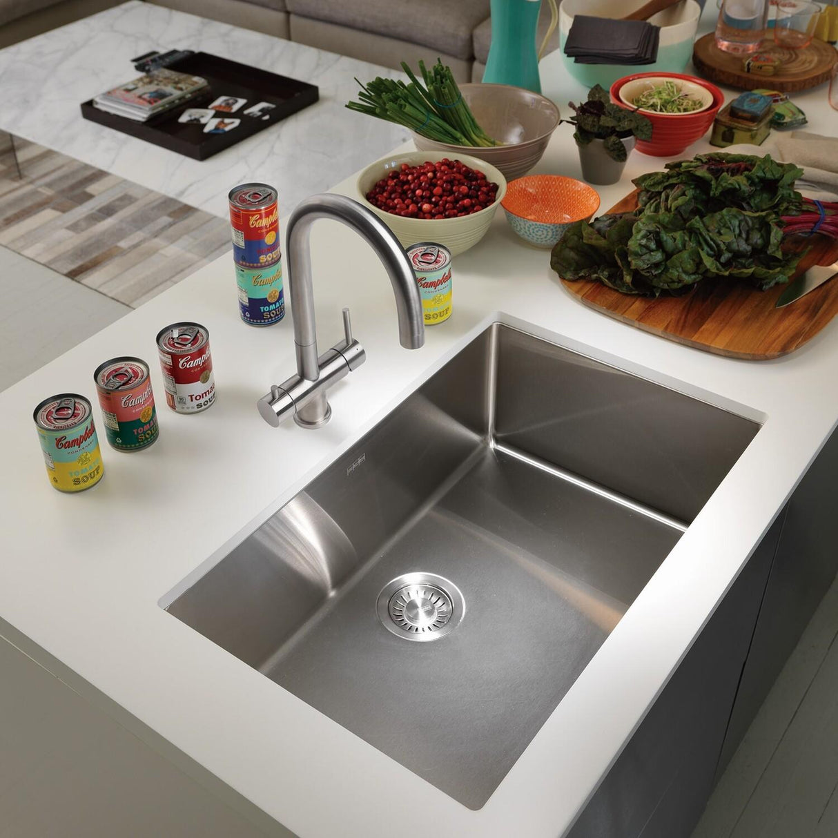 FRANKE CUX11030 Cube 31.5-in. x 17.7-in. 18 Gauge Stainless Steel Undermount Single Bowl Kitchen Sink - CUX11030 In Pearl