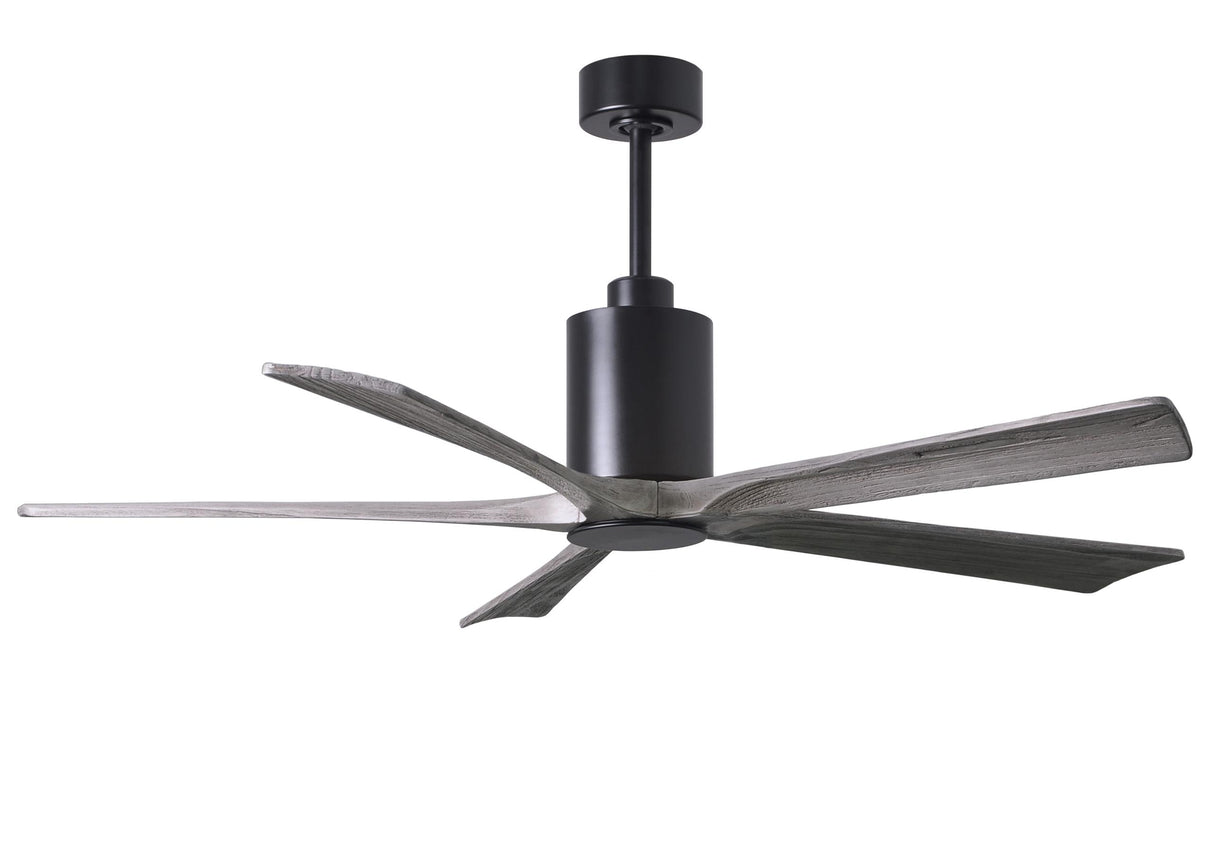 Matthews Fan PA5-BK-BW-60 Patricia-5 five-blade ceiling fan in Matte Black finish with 60” solid barn wood tone blades and dimmable LED light kit
