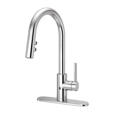 Polished Chrome Stellen Pull-down Kitchen Faucet With React TOUCH-F... LG529-ESAC