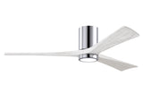 Matthews Fan IR3HLK-CR-MWH-60 Irene-3HLK three-blade flush mount paddle fan in Polished Chrome finish with 60” solid matte white wood blades and integrated LED light kit.