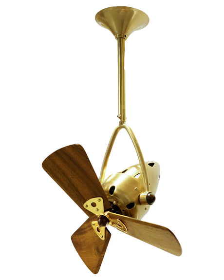 Matthews Fan JD-BRBR-WD Jarold Direcional ceiling fan in Brushed Brass finish with solid sustainable mahogany wood blades.