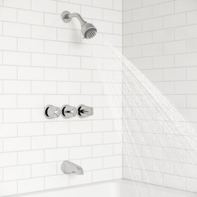 Polished Chrome Pfister 3-handle Tub & Shower Faucet With Metal KNO... LG01-3110