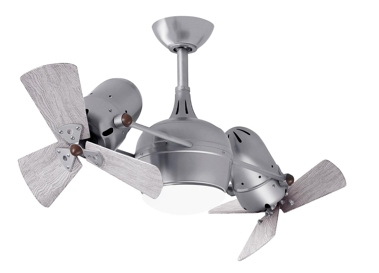 Matthews Fan DGLK-BN-WDBW Dagny 360° double-headed rotational ceiling fan with light kit in Brushed Nickel finish with solid barn wood blades.