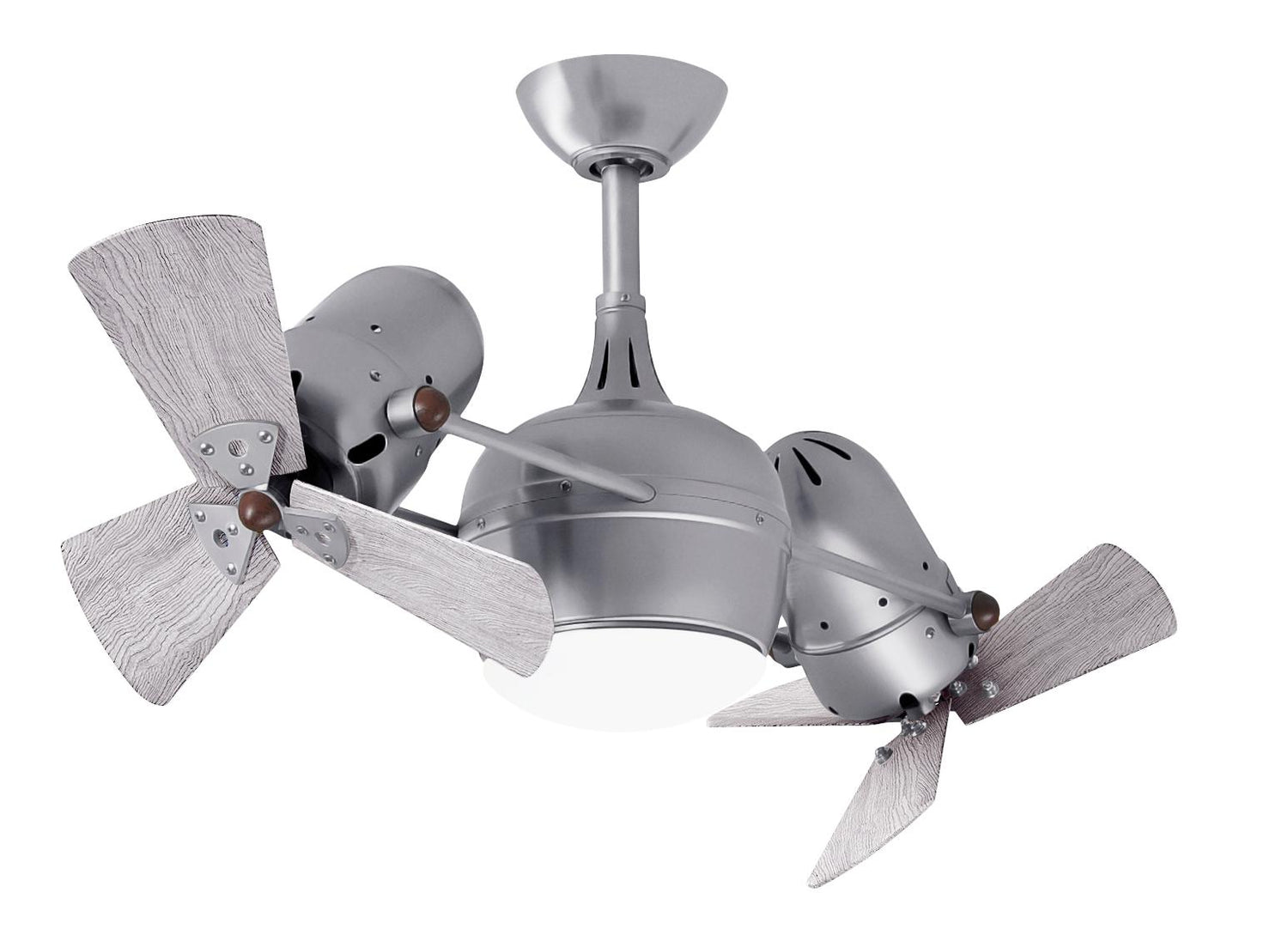 Matthews Fan DGLK-BN-WDBW Dagny 360° double-headed rotational ceiling fan with light kit in Brushed Nickel finish with solid barn wood blades.