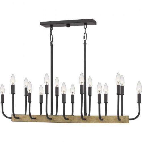 Quoizel COD139MBK Coda Linear chandelier 16 light earth black Island Light