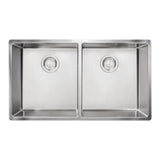 FRANKE CUX120 Cube 31.5-in. x 17.7-in. 18 Gauge Stainless Steel Undermount Double Bowl Kitchen Sink - CUX120 In Pearl