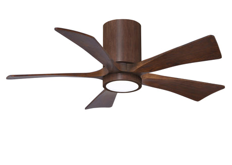 Matthews Fan IR5HLK-WN-WA-42 IR5HLK five-blade flush mount paddle fan in Walnut finish with 42” solid walnut tone blades and integrated LED light kit.