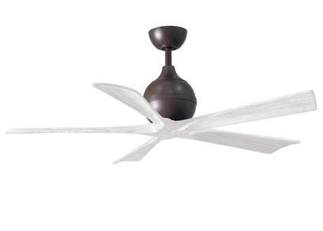 Matthews Fan IR5-TB-MWH-52 Irene-5 five-blade paddle fan in Textured Bronze finish with 52" solid matte white wood blades.