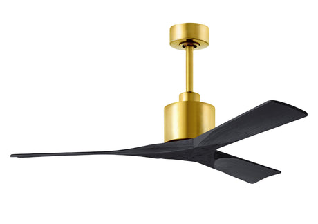 Matthews Fan NK-BRBR-BK-52 Nan 6-speed ceiling fan in Brushed Brass finish with 52” solid matte black wood blades
