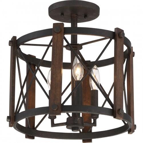 Quoizel BRO1715MK Baron Semi flush marcado black Semi-Flush Mount