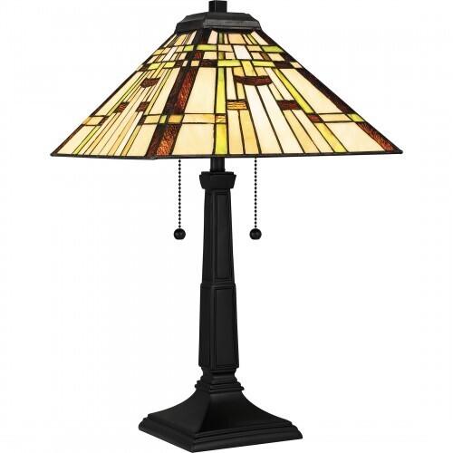 Quoizel TF5625MBK Tiffany Table lamp tiffany 2 lights matte black Table Lamp