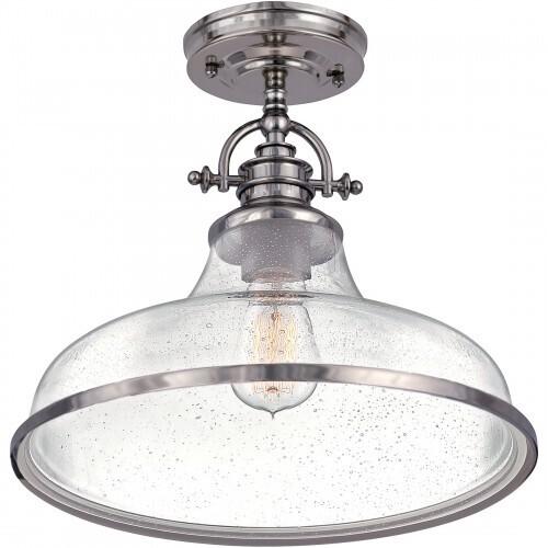 Quoizel GRTS1714BN Grant Semiflush mount 1 light brushed nickel Semi-Flush Mount