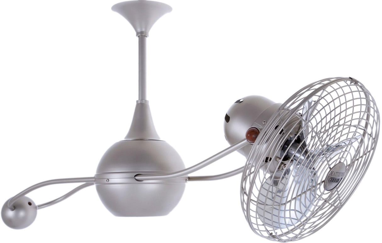 Matthews Fan B2K-BN-MTL-DAMP Brisa 360° counterweight rotational ceiling fan in Brushed Nickel finish with metal blades for damp locations.