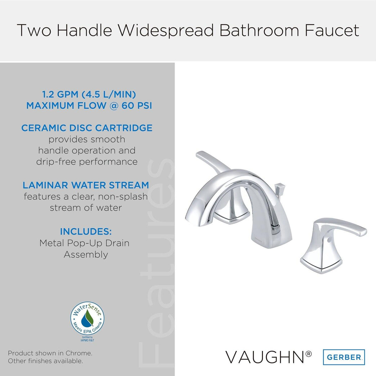Gerber D304118BB Brushed Bronze Vaughn Two Handle Widespread Faucet